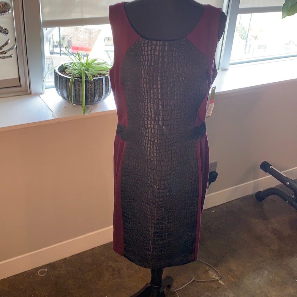 Gianni Bini maroon with black crocodile dress
